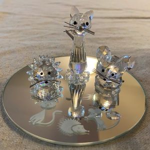 Swarovski Crystal Set Cat Mouse Hedgehog Mirror